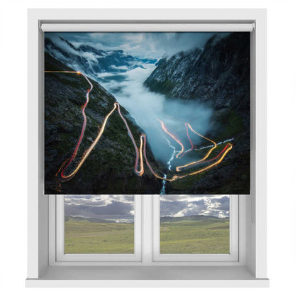 Winding Mountain Light Trails Printed Roller Blind - 1X13232114 - Art Fever - Art Fever