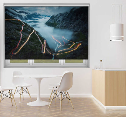 Winding Mountain Light Trails Printed Roller Blind - 1X13232114 - Art Fever - Art Fever
