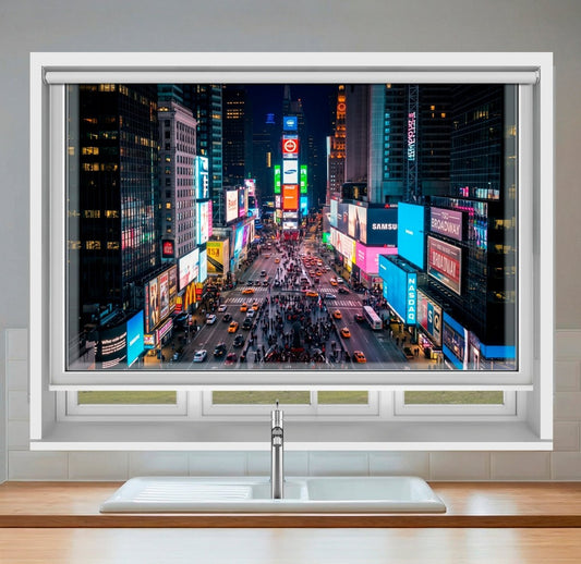 Window View of Times at Night Printed Picture Photo Roller Blind - RB1475 - Art Fever - Art Fever