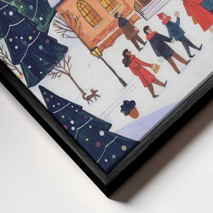 Winter Christmas evening at the church Canvas Print Wall Art 1X3338829 - ART FEVER - Art Fever