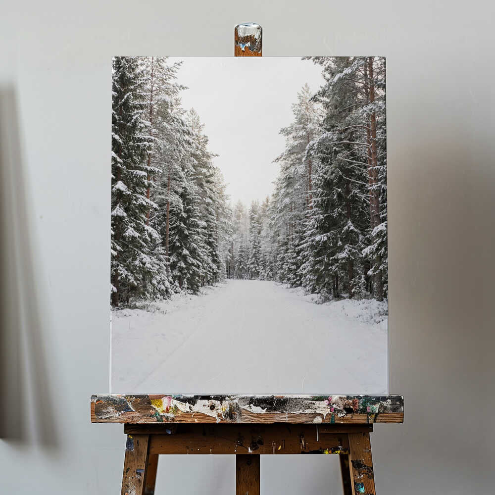 Winter Road Canvas Print Wall Art 1X3437130 - ART FEVER - Art Fever