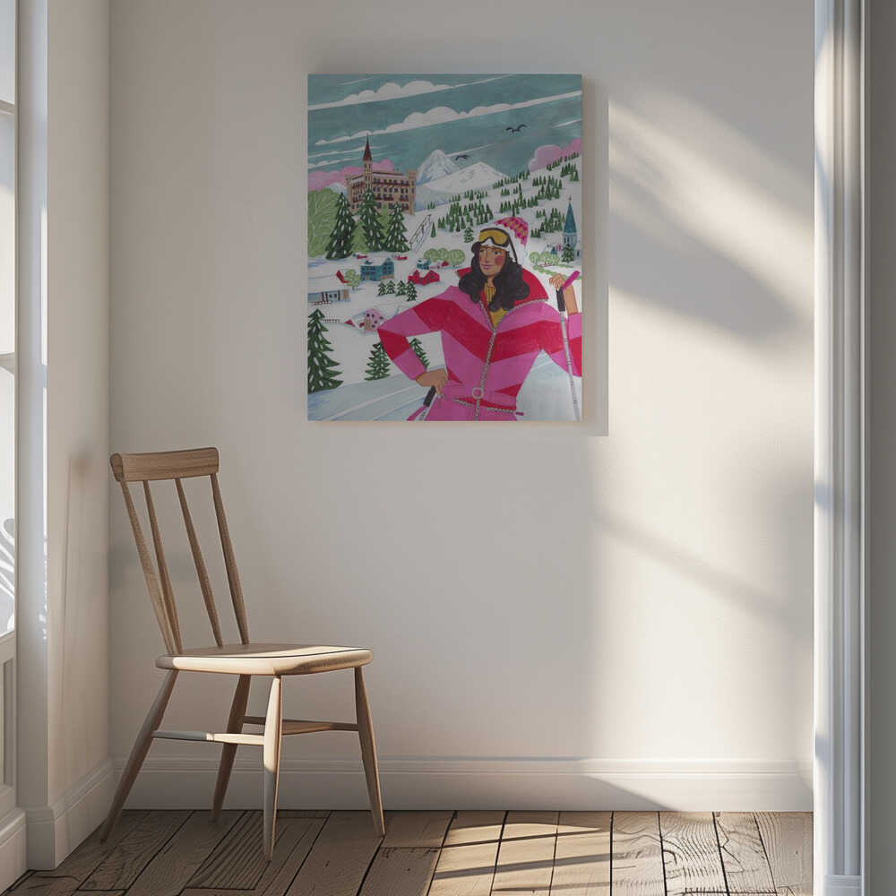Winter Scene Woman Skiing Canvas Print Wall Art 1X2926708 - ART FEVER - Art Fever