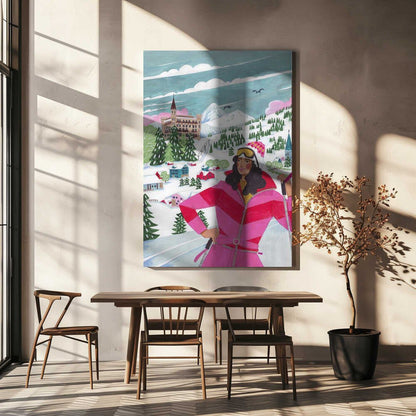 Winter Scene Woman Skiing Canvas Print Wall Art 1X2926708 - ART FEVER - Art Fever