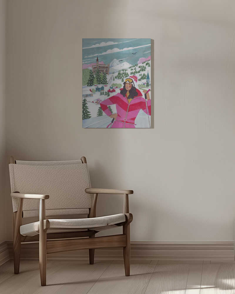 Winter Scene Woman Skiing Canvas Print Wall Art 1X2926708 - ART FEVER - Art Fever