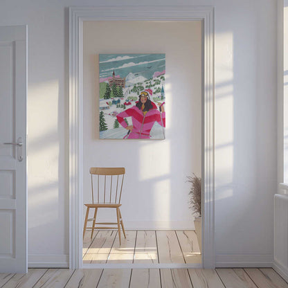 Winter Scene Woman Skiing Canvas Print Wall Art 1X2926708 - ART FEVER - Art Fever