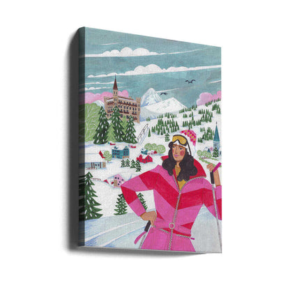 Winter Scene Woman Skiing Canvas Print Wall Art 1X2926708 - ART FEVER - Art Fever
