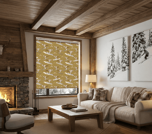 Winter Sports Retro Pattern 1 Printed Picture Photo Roller Blind - 1X3361015 - Art Fever - Art Fever