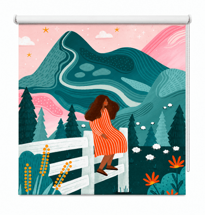 Woman Rural Starry Night Printed Roller Blind - 1X3222576 - Art Fever - Art Fever