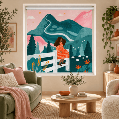 Woman Rural Starry Night Printed Roller Blind - 1X3222576 - Art Fever - Art Fever