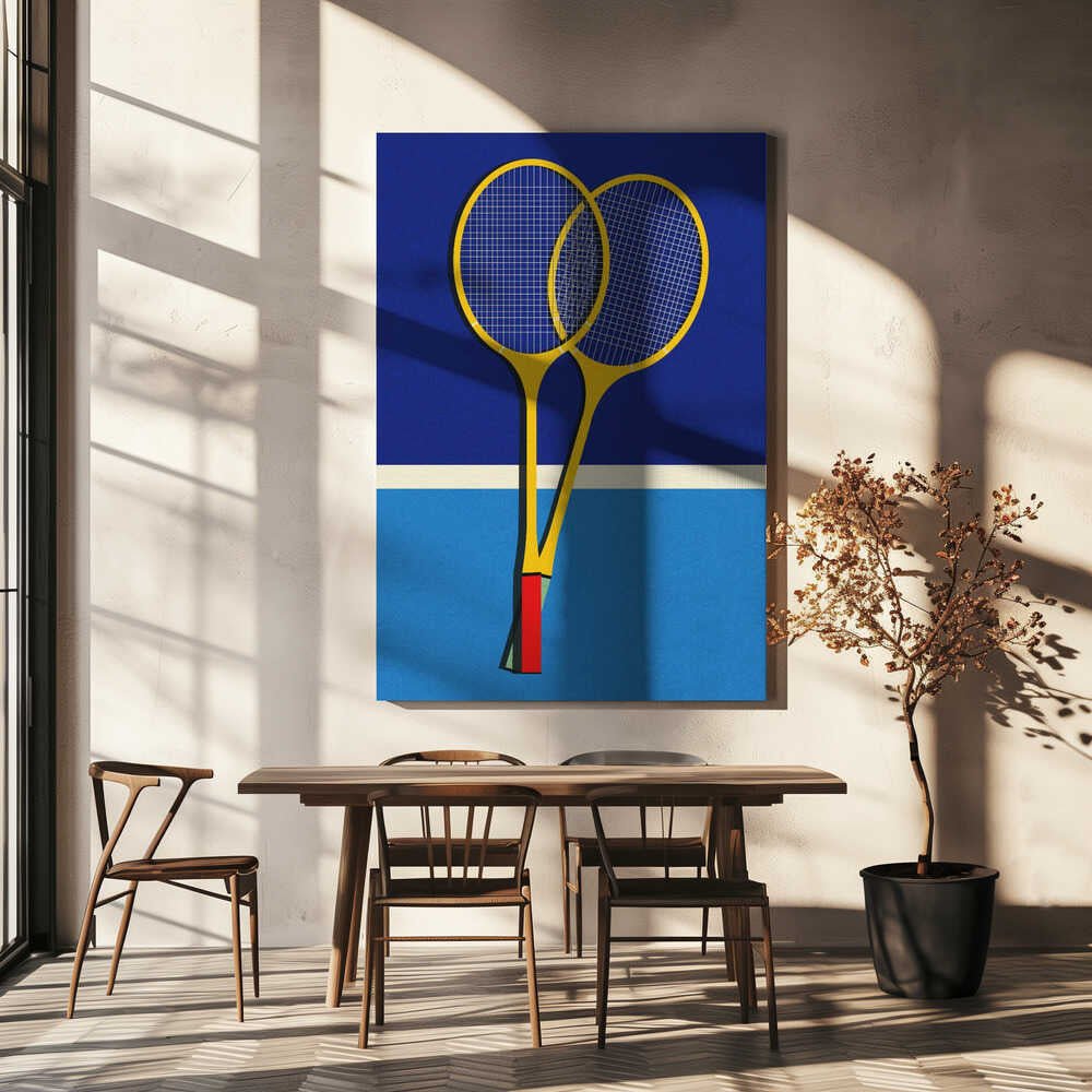 Wooden Badminton Rackets Canvas Print Wall Art 1X2884698 - ART FEVER - Art Fever