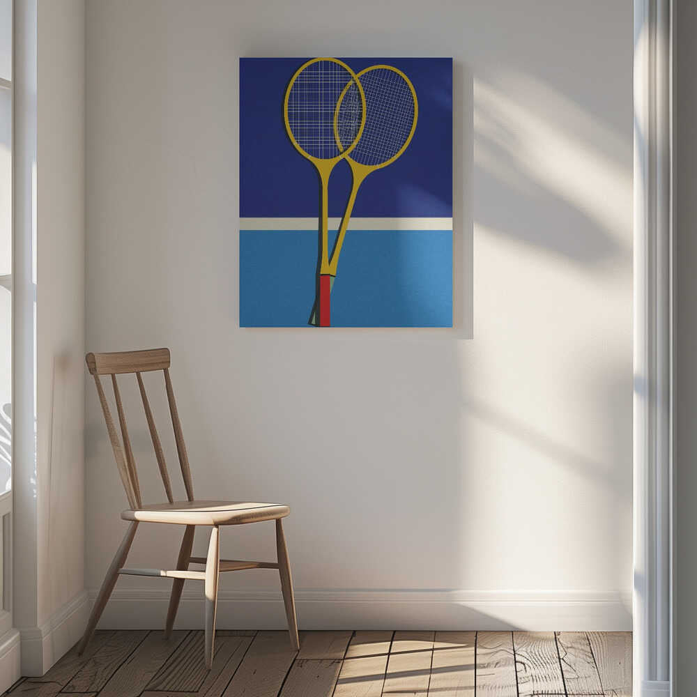 Wooden Badminton Rackets Canvas Print Wall Art 1X2884698 - ART FEVER - Art Fever