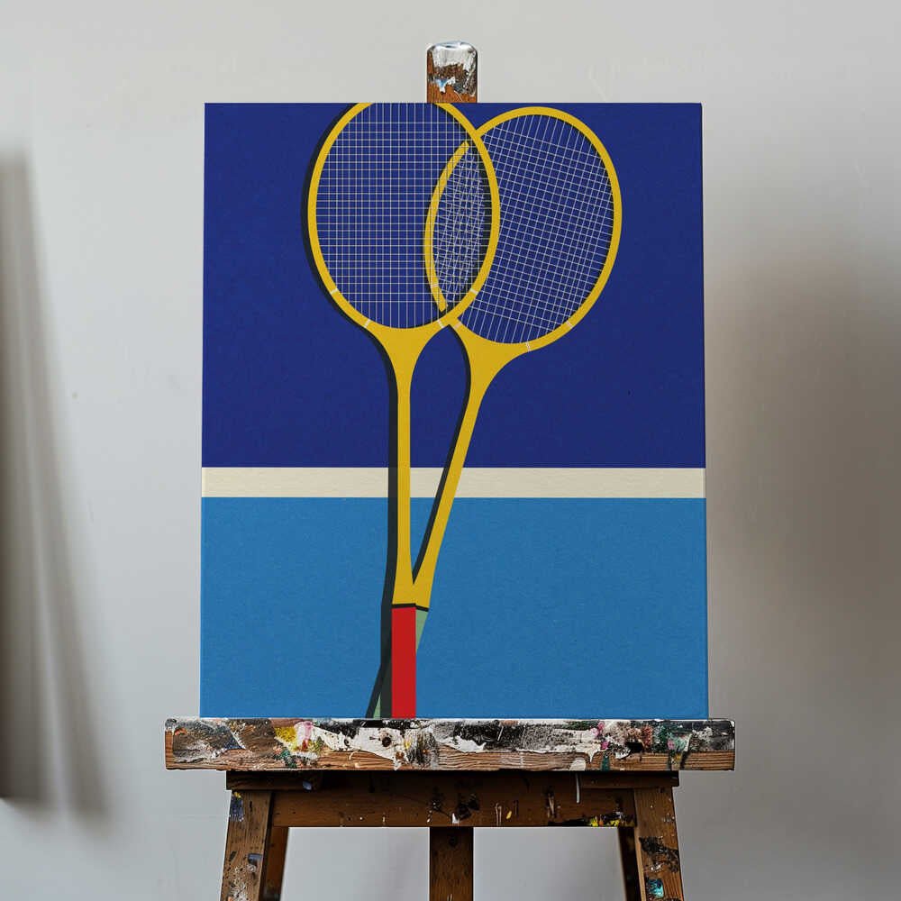 Wooden Badminton Rackets Canvas Print Wall Art 1X2884698 - ART FEVER - Art Fever