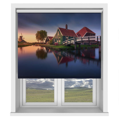 Zaanse Schans Green House Amsterdam Printed Picture Photo Roller Blind - 1X1212310 - Art Fever - Art Fever