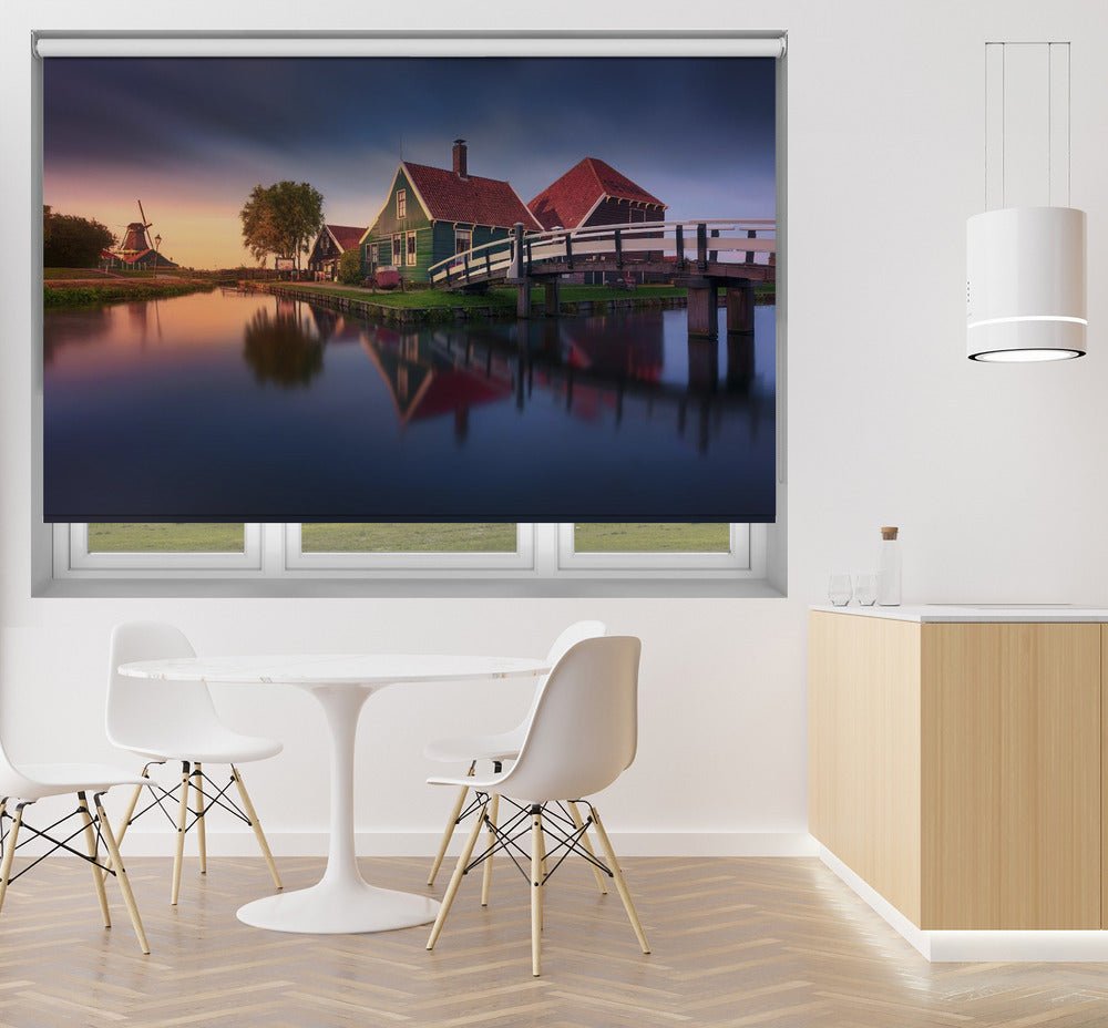 Zaanse Schans Green House Amsterdam Printed Picture Photo Roller Blind - 1X1212310 - Art Fever - Art Fever