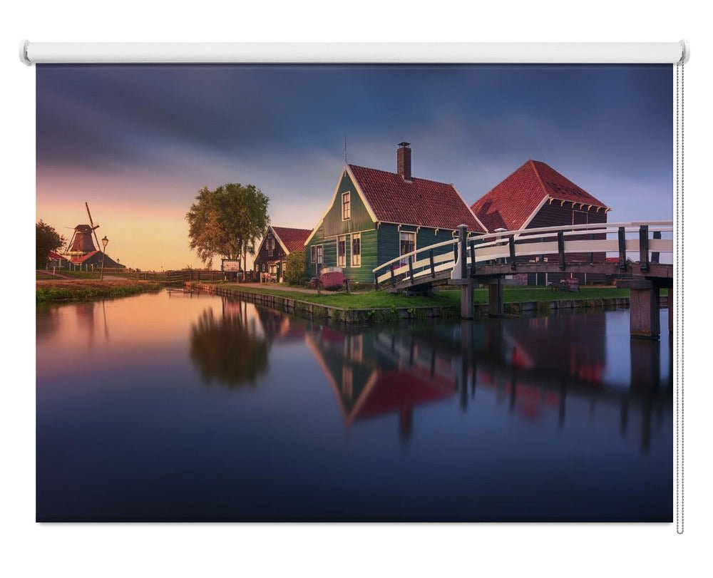 Zaanse Schans Green House Amsterdam Printed Picture Photo Roller Blind - 1X1212310 - Art Fever - Art Fever