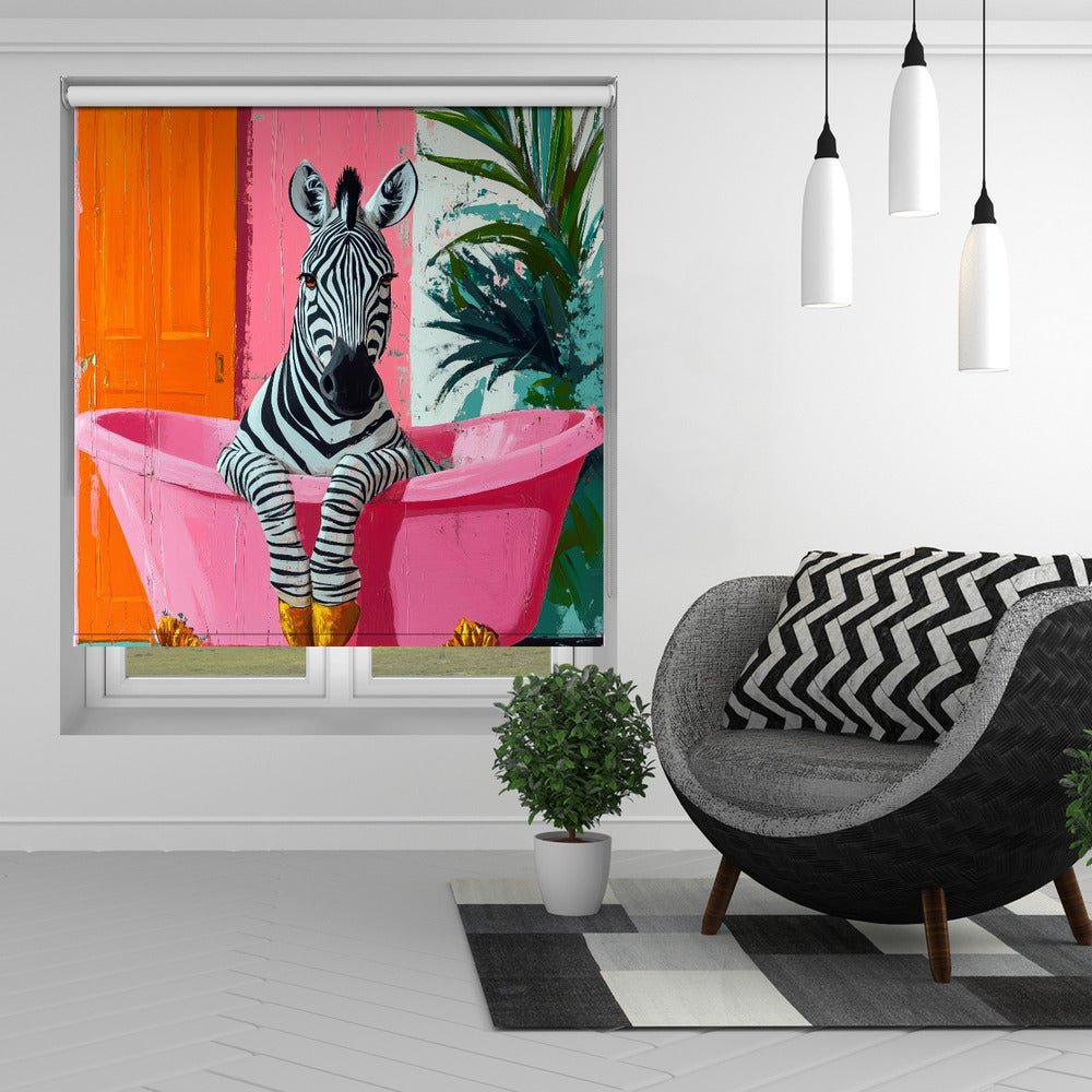 Zebra in the Bathtub Tropical animals Printed Picture Photo Roller Blind - 1X3173090 - Art Fever - Art Fever