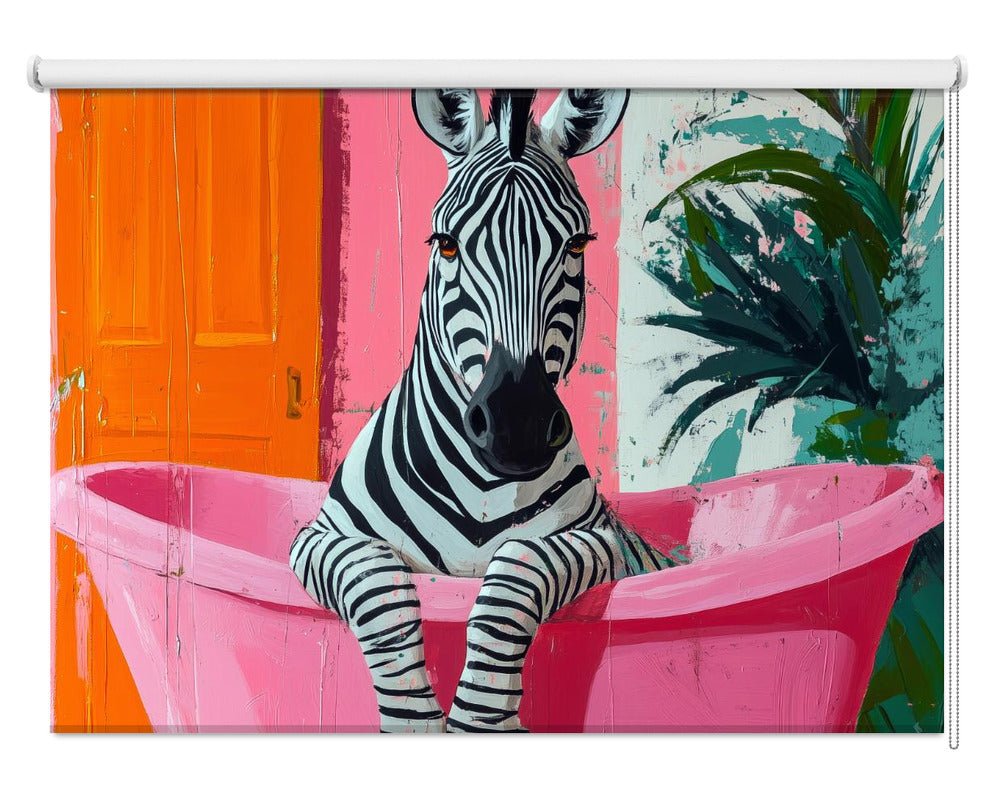 Zebra in the Bathtub Tropical animals Printed Picture Photo Roller Blind - 1X3173090 - Art Fever - Art Fever