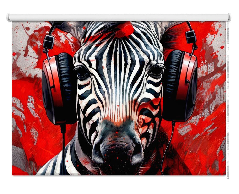 Zebra With Headphones Pop Art Printed Picture Photo Roller Blind - 1X2718270 - Art Fever - Art Fever