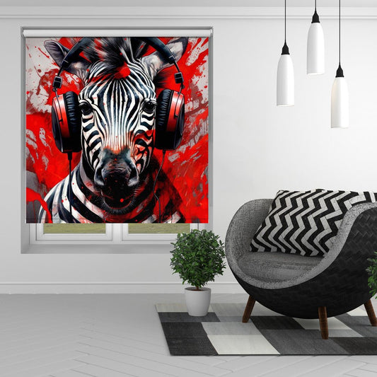 Zebra With Headphones Pop Art Printed Picture Photo Roller Blind - 1X2718270 - Art Fever - Art Fever