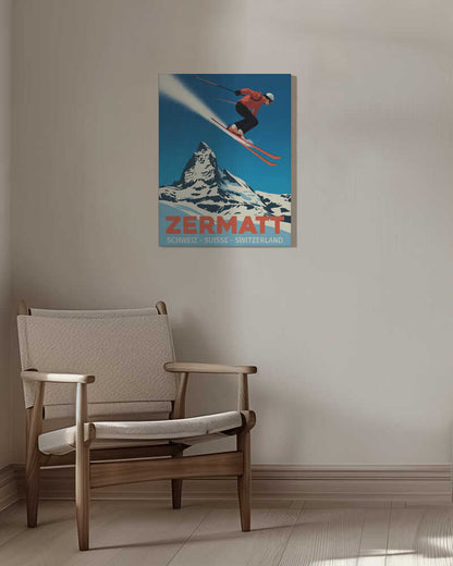 Zermatt Ski Adventure Canvas Print Wall Art 1X3170736 - ART FEVER - Art Fever
