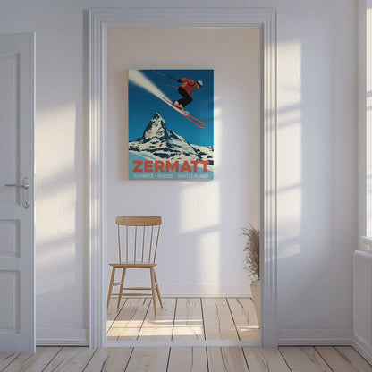 Zermatt Ski Adventure Canvas Print Wall Art 1X3170736 - ART FEVER - Art Fever