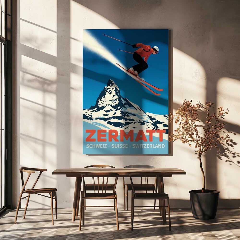 Zermatt Ski Adventure Canvas Print Wall Art 1X3170736 - ART FEVER - Art Fever