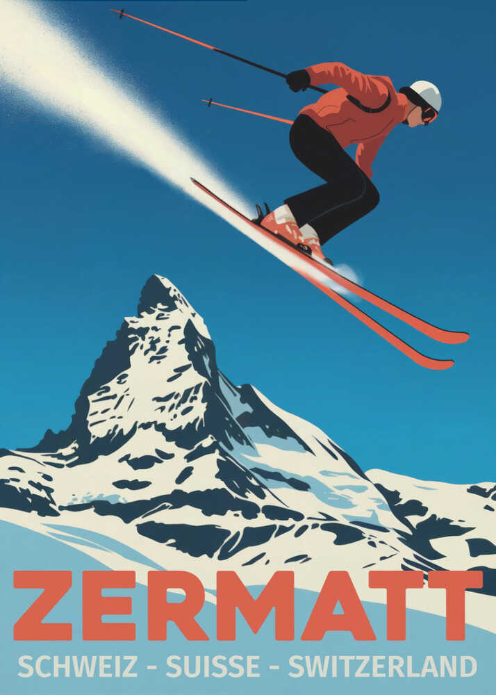 Zermatt Ski Adventure Canvas Print Wall Art 1X3170736 - ART FEVER - Art Fever