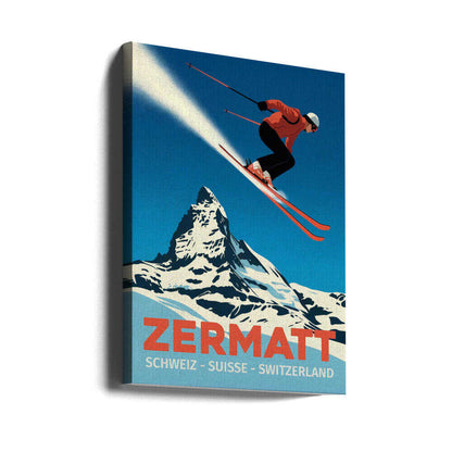 Zermatt Ski Adventure Canvas Print Wall Art 1X3170736 - ART FEVER - Art Fever