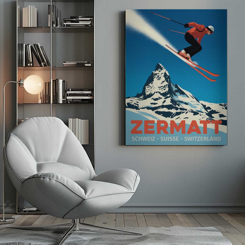 Zermatt Ski Adventure Canvas Print Wall Art 1X3170736 - ART FEVER - Art Fever