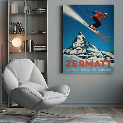 Zermatt Ski Adventure Canvas Print Wall Art 1X3170736 - ART FEVER - Art Fever