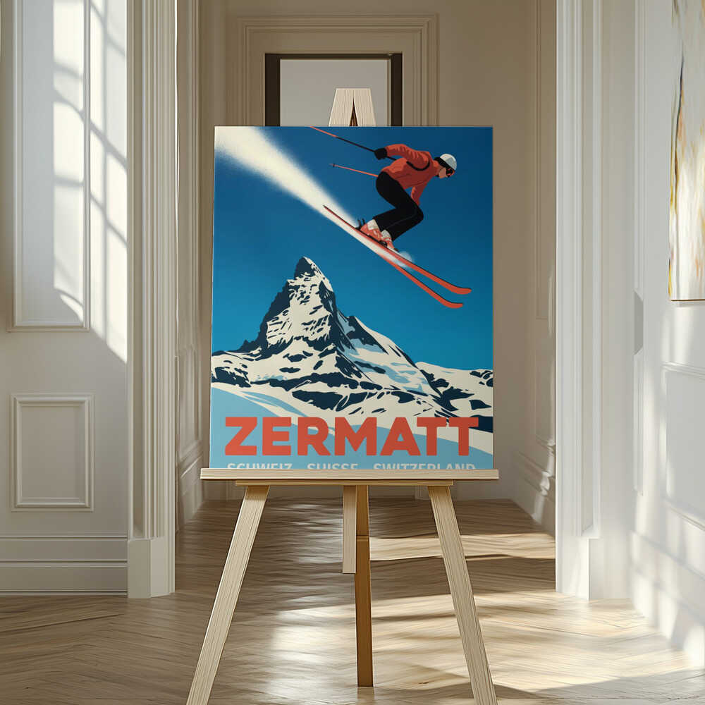 Zermatt Ski Adventure Canvas Print Wall Art 1X3170736 - ART FEVER - Art Fever