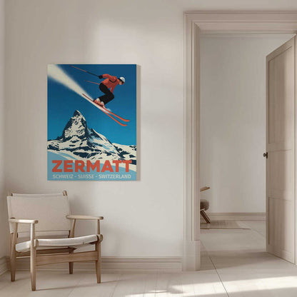 Zermatt Ski Adventure Canvas Print Wall Art 1X3170736 - ART FEVER - Art Fever
