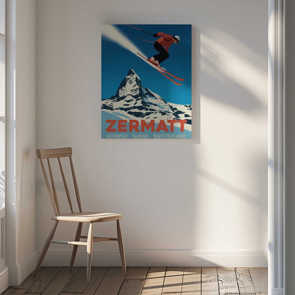 Zermatt Ski Adventure Canvas Print Wall Art 1X3170736 - ART FEVER - Art Fever