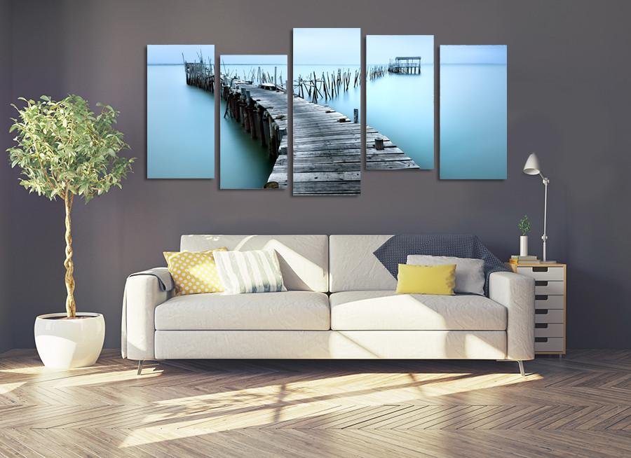 1X314418 - The Broken Pier on the Lake Multi Panel Canvas Print - Art Fever