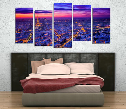 1X369983 - Paris City Lights at Night Multi Panel Canvas Print - Art Fever