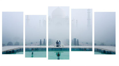 1X459978 - The Misty Taj Mahal Multi Panel Canvas Print - Art Fever