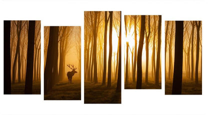 1X492837 - Sunrise Through the Woods Multi Panel Canvas Print - Art Fever