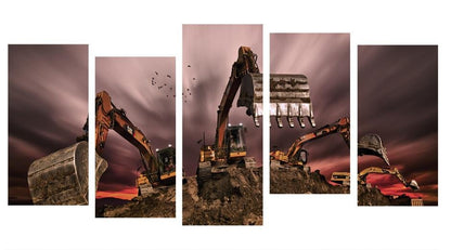 1X50180 - CAT Diggers at Work Multi Panel Canvas Print - Art Fever