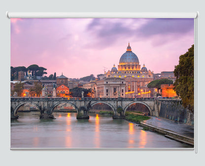 Tiber River And Saint Peter Cathedral In The Evening, Rome, Printed Picture Roller Blind - RB998