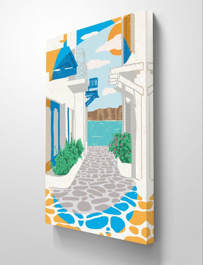 A Street in Greece Canvas Print Wall Art Picture - 1X2449537 - Art Fever - Art Fever