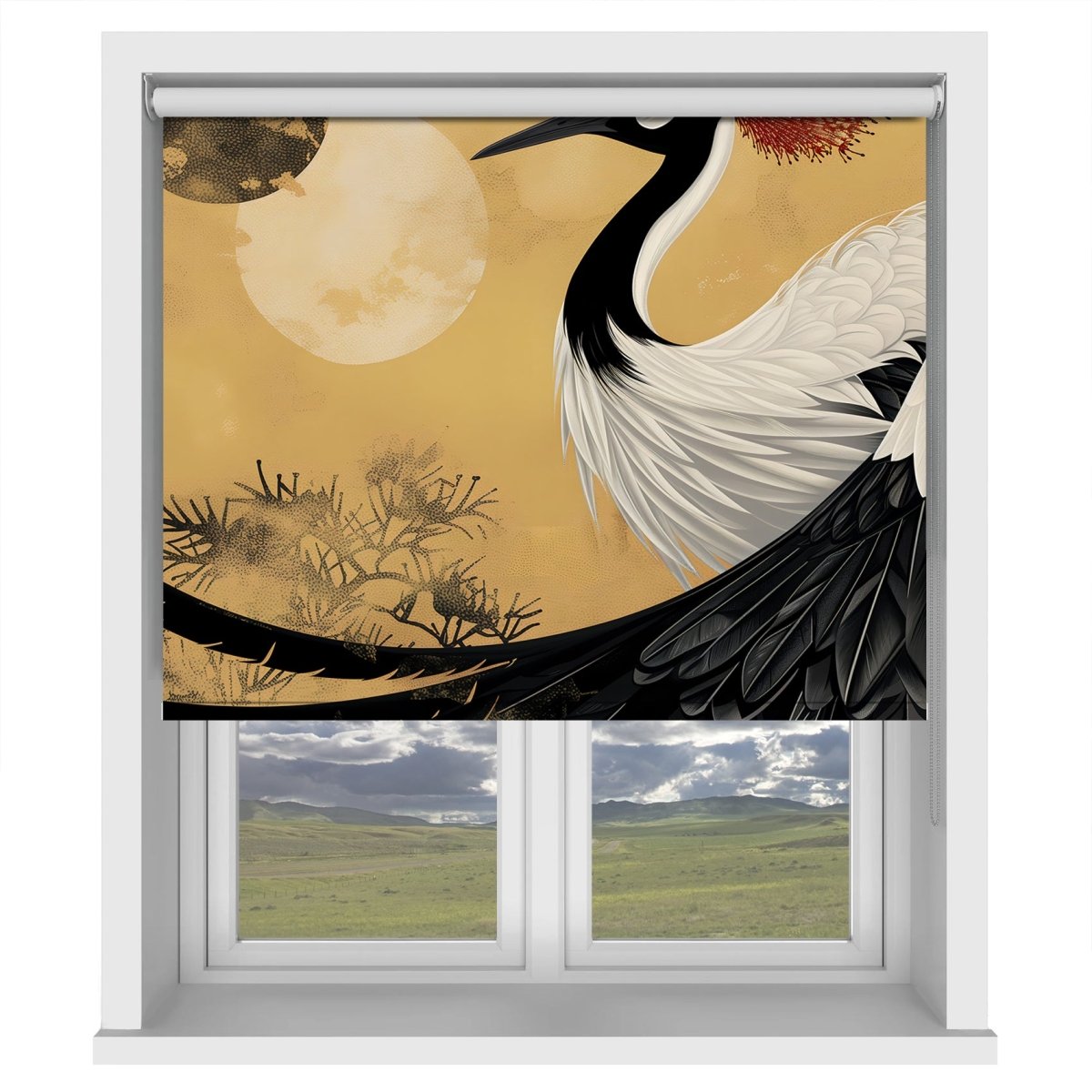 Abstract red-crowned crane Printed Picture Photo Roller Blind - 1X2722085 - Art Fever - Art Fever
