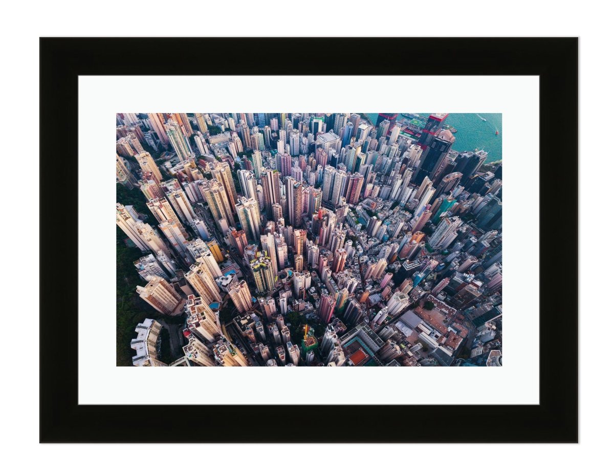 Aerial View Of Hong Kong Downtown Framed Mounted Print Picture - FP34 - Art Fever - Art Fever
