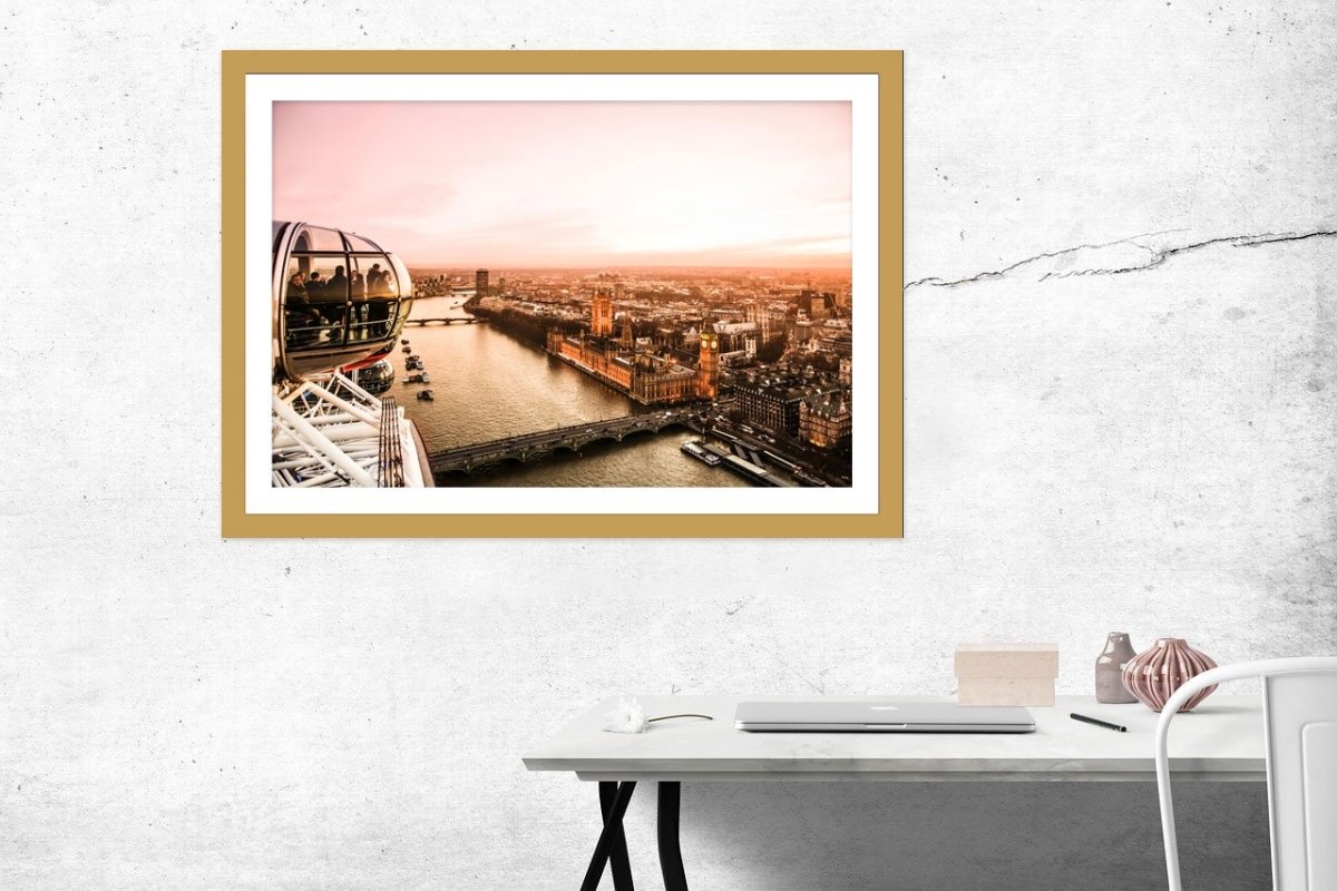 Aerial View Of London Big Ben And House Of Parliament Framed Mounted Print Picture - FP47 - Art Fever - Art Fever