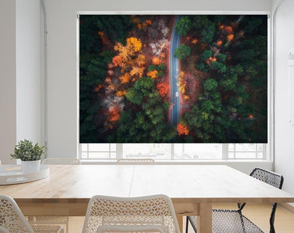 Aerial View of Road through the Autumn Forest Image Printed Roller Blind - RB972 - Art Fever - Art Fever
