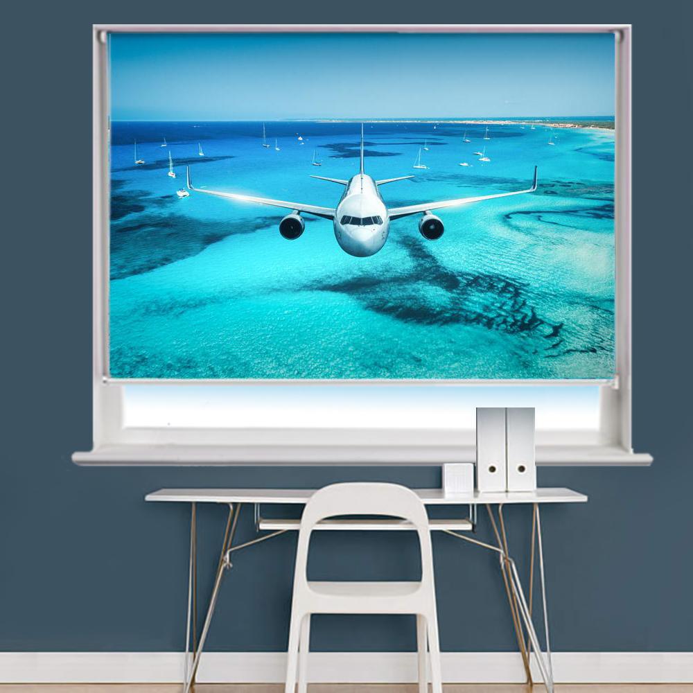 Aeroplane Flying Over Islands Image Printed Roller Blind - RB839 - Art Fever