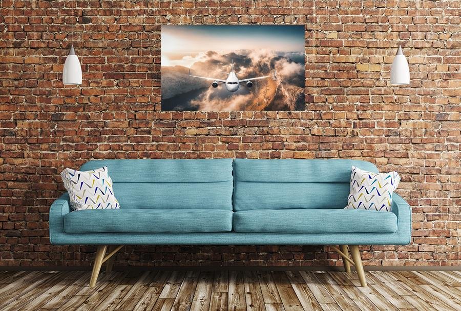 Aeroplane Flying Over Mountains Scene Image Printed Onto A Single Panel Canvas - SPC106 - Art Fever