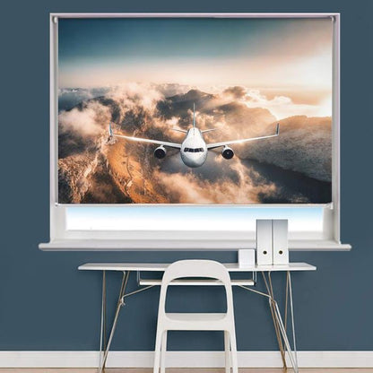 Aeroplane Flying Over Mountians Image Printed Roller Blind - RB840 - Art Fever