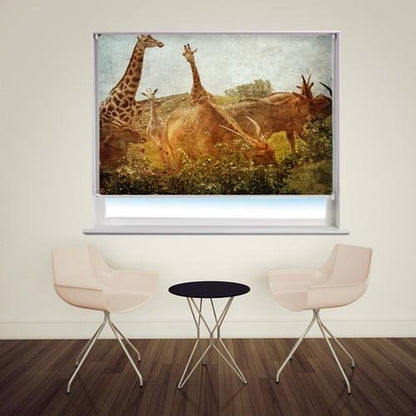 african animals Grunge Effect Printed Picture Photo Roller Blind - RB175 - Art Fever