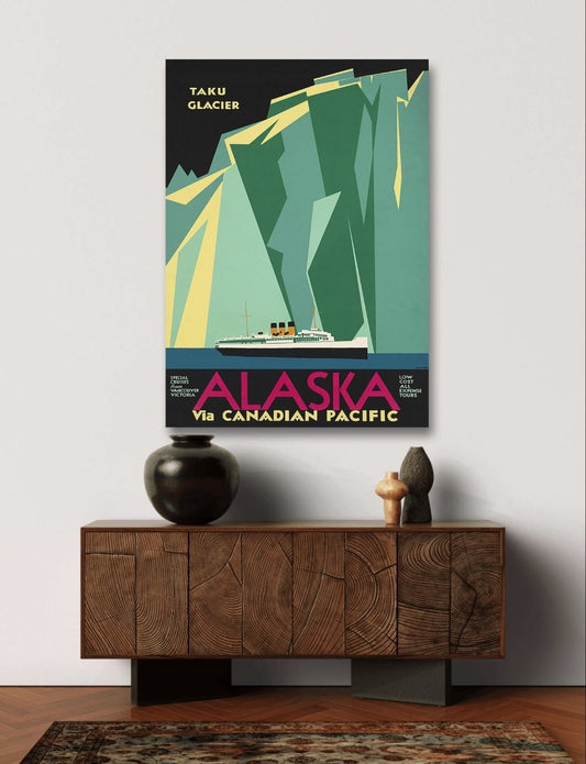 Alaska Via Canadian Pacific Travel Poster Canvas Print Picture Wall Art - 1X2565630 - Art Fever - Art Fever