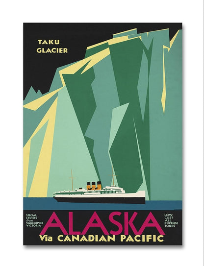 Alaska Via Canadian Pacific Travel Poster Canvas Print Picture Wall Art - 1X2565630 - Art Fever - Art Fever